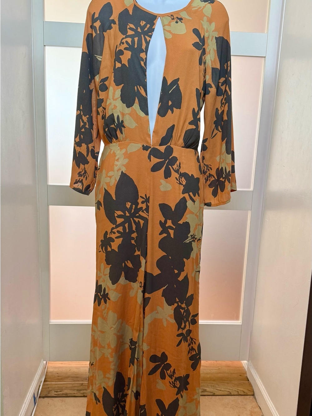 Free People Boho Floral Keyhole Jumpsuit, size 2